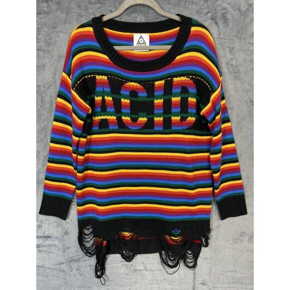 UNIF Other - Vintage UNIF Acid Small Oversized Sweater Psychedelic Rainbow Rave Asymmetrical